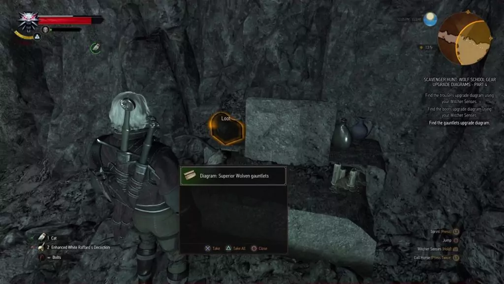 Looting the Superior Wolven Gauntlet.