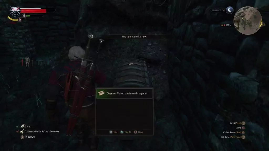 Looting the Superior Wolven Steel Sword.