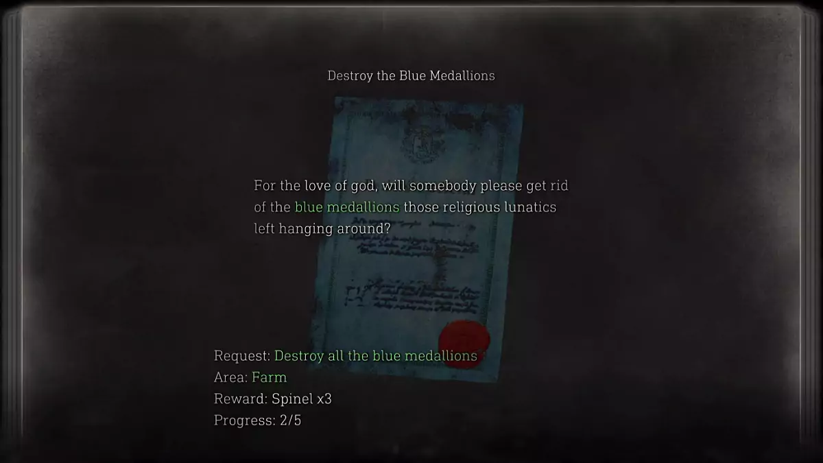 Farm Blue Medallion in Resident Evil 4.