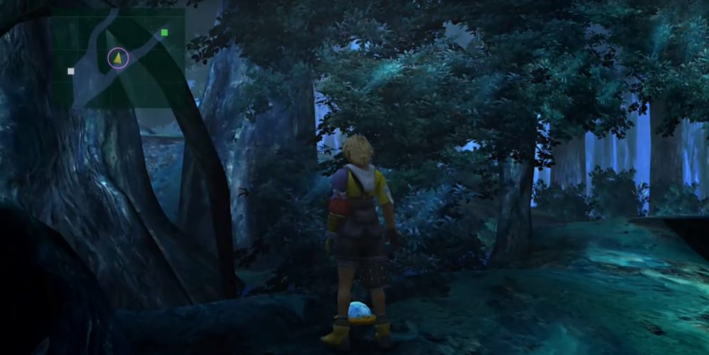 Jecht Sphere 2 in Macalania Woods in Final Fantasy X.