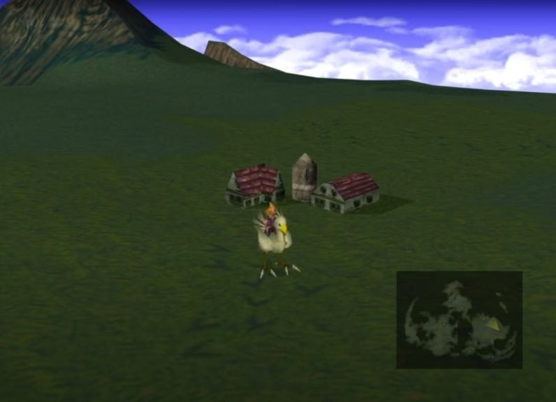 Chocobo tracks on the ground in Final Fantasy VII.