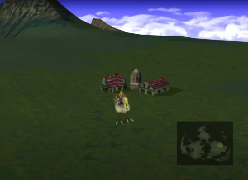 Chocobo tracks on the ground in Final Fantasy VII.