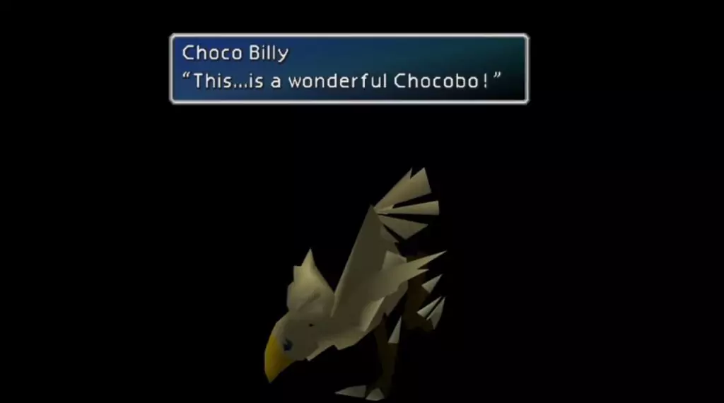 A Wonderful Chocobo in Final Fantasy VII.