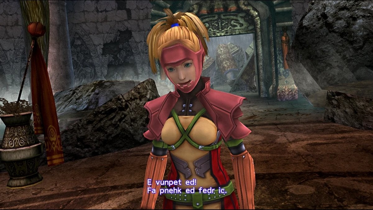 Rikku speaking the Al Bhed language in Final Fantasy X.
