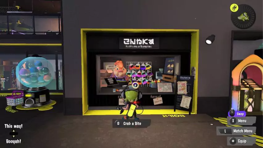 The Crab-N-Go stand in Splatoon 3's main Battle Lobby