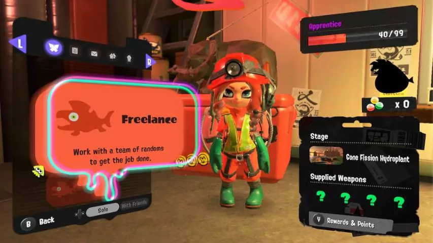 A menu displaying the match options for Salmon Run shifts in Splatoon 3