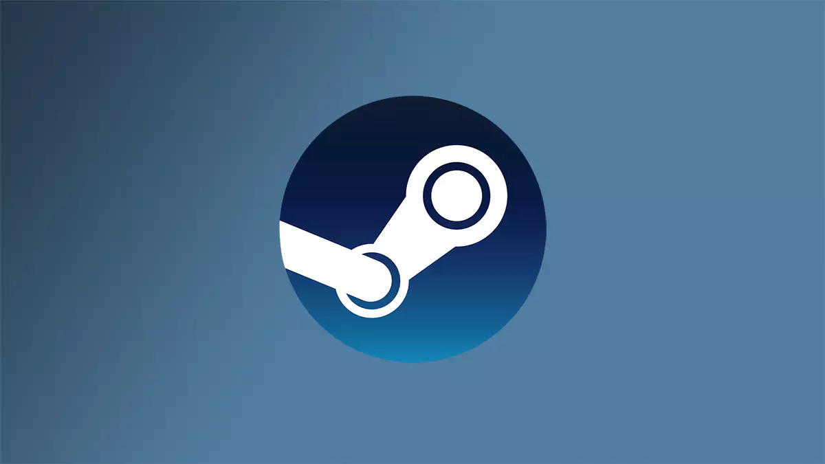 Steam logo on gradient blue background.