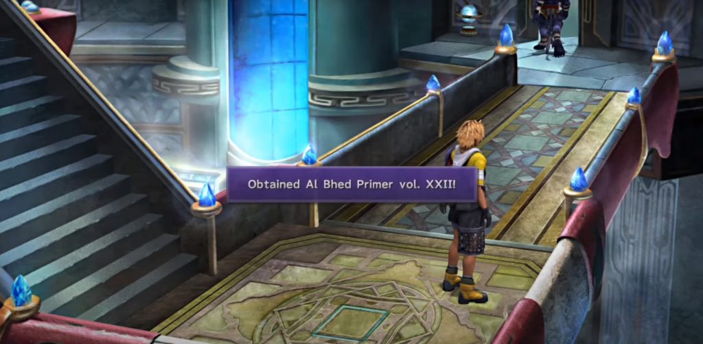Tidus finding Al Bhed Primer XXII in in Bevelle Temple in Final Fantasy X