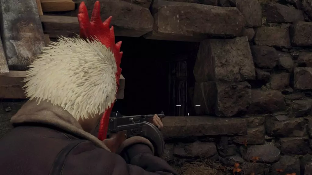 Shooting the lock on the barn door in the Farm in Resident Evil 4.