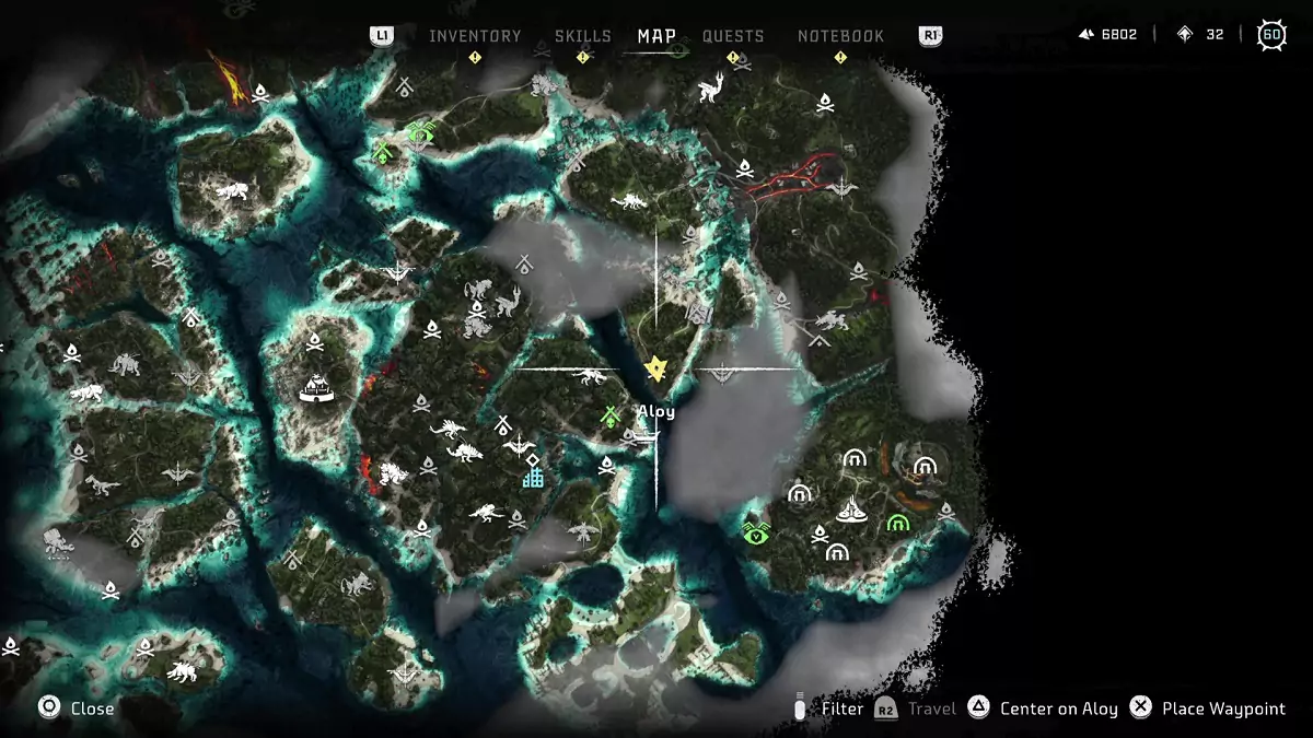 The location of the Cherished Flask in Horizon Forbidden West: Burning Shores.