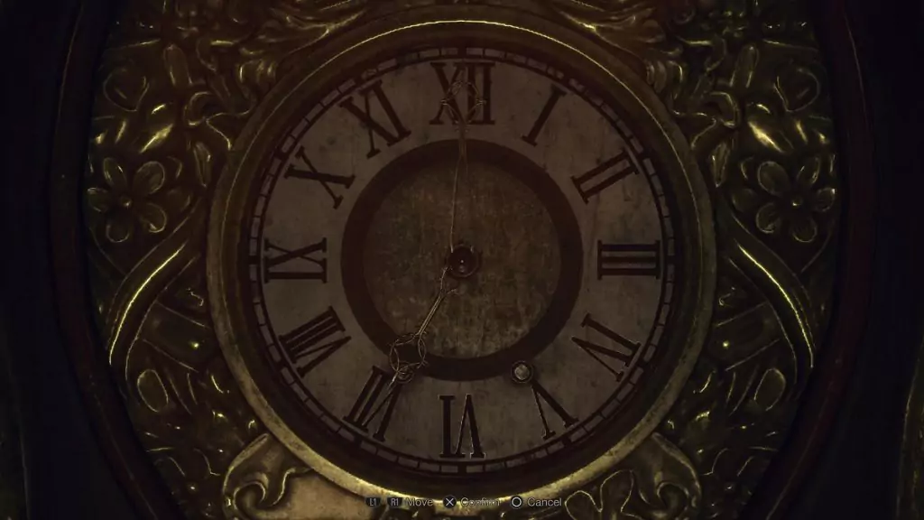 The clock puzzle during the Ashley section of Resident Evil 4.