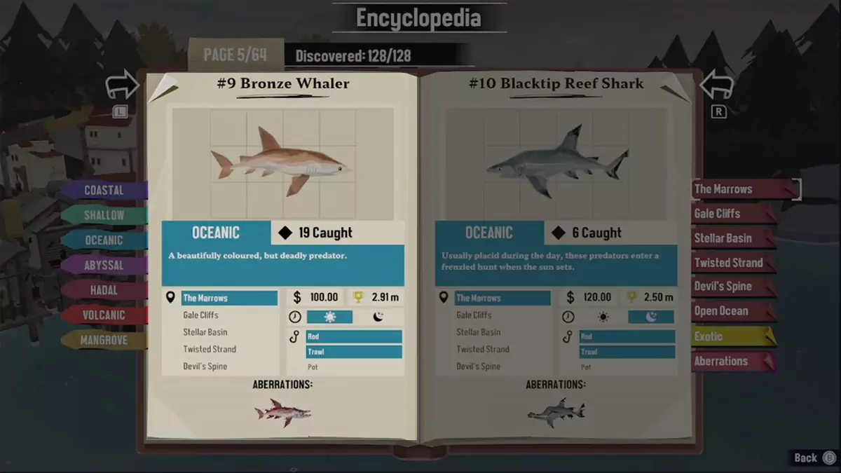 Encyclopedia entry for Bronze Whaler in DREDGE.