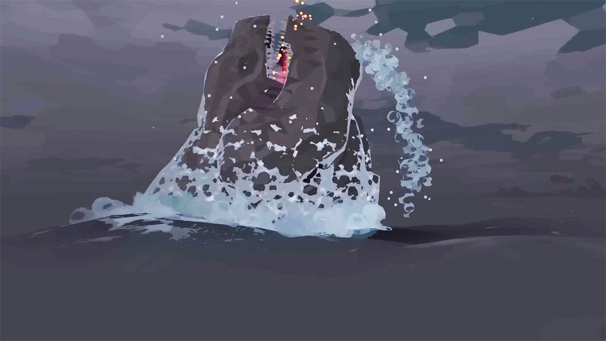 A giant sea monster eating a ship.