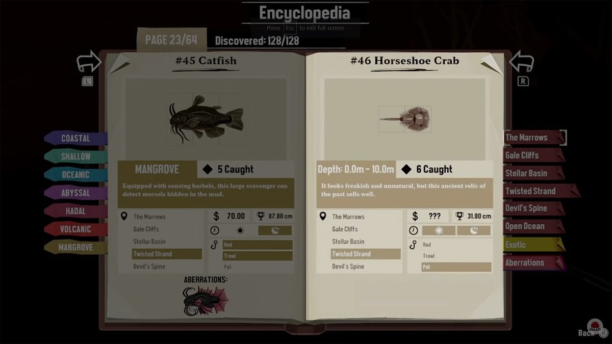 Encyclopedia entry for the Horseshoe Crab in DREDGE.