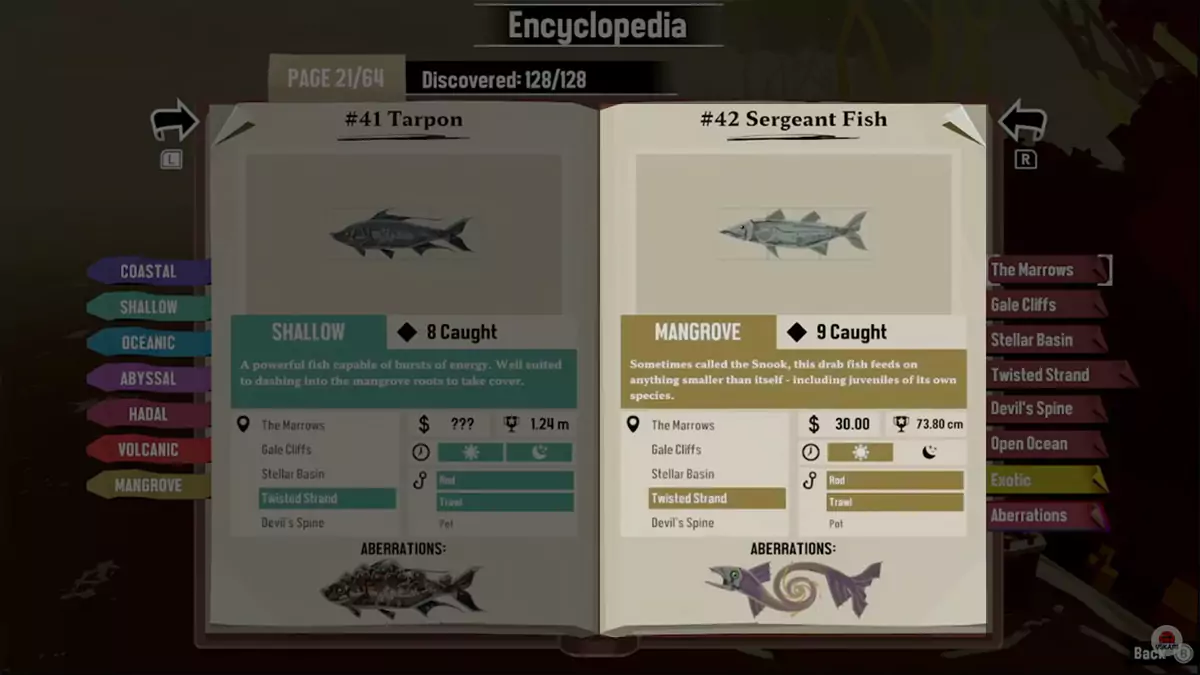 Encyclopedia entry for Sergeant Fish in DREDGE.