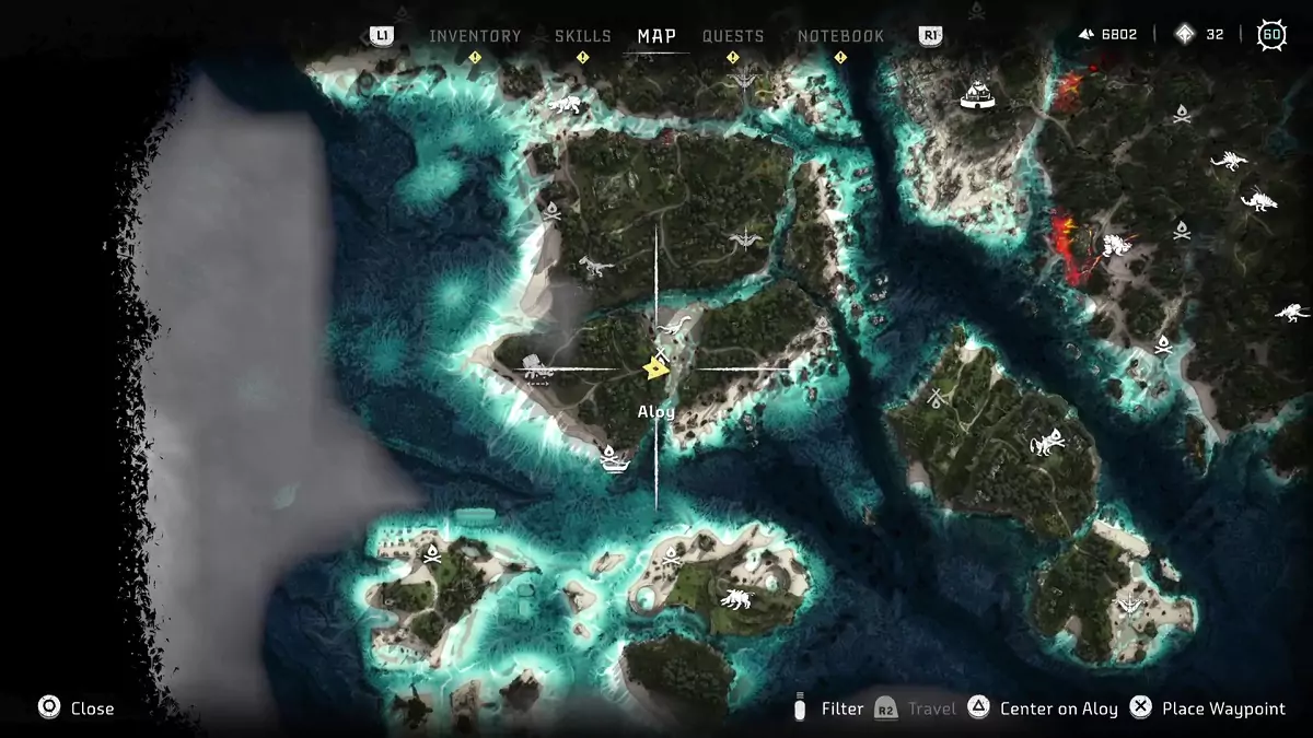 The location of the Hef the Hammer trinket in Horizon Forbidden West: Burning Shores.