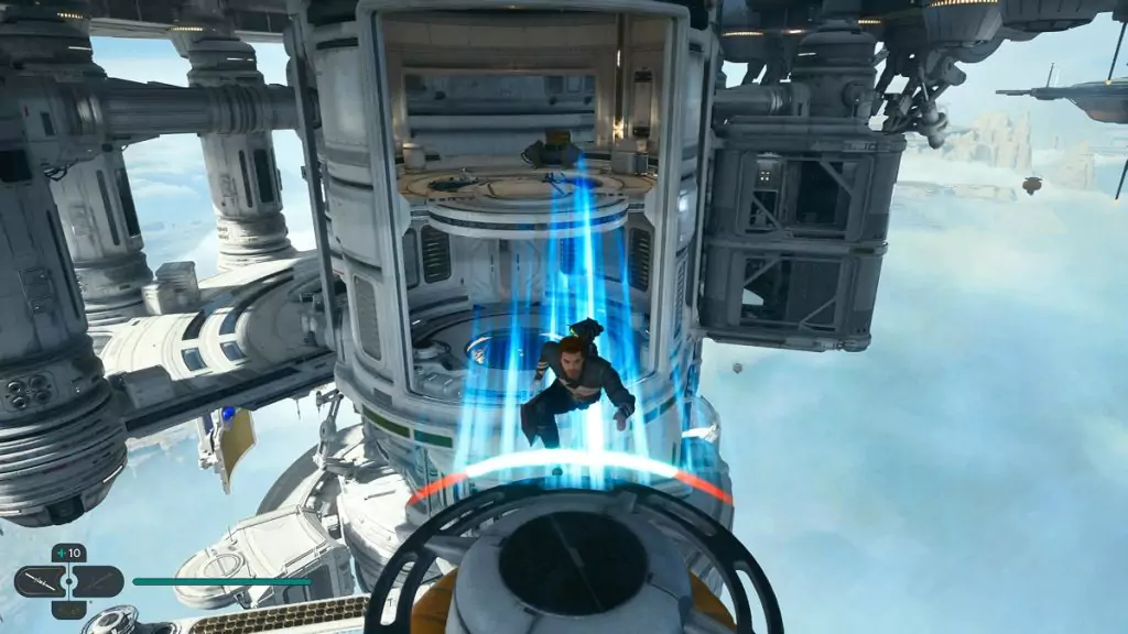 Cal jumping onto the area where the sixth Stim Canister pod is.