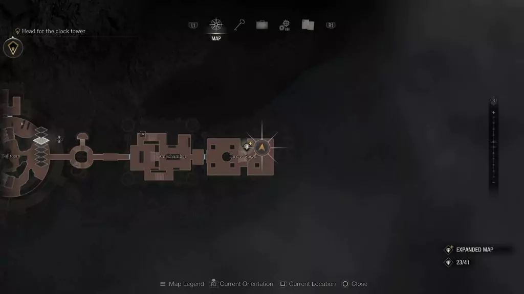 The Throne Room in Resident Evil 4 shown on the map.