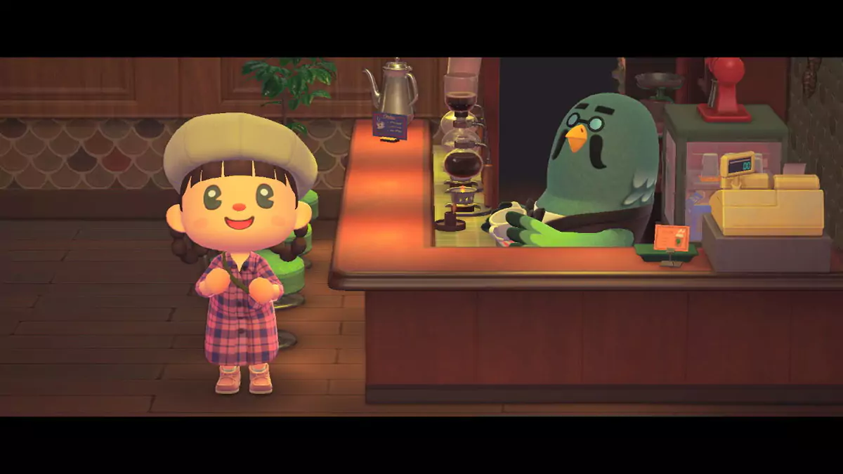 Brewster in the Roost in Animal Crossing: New Horizons.