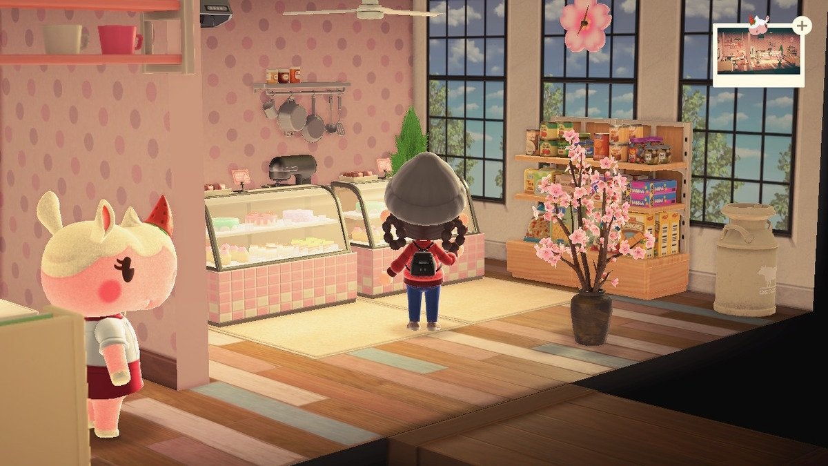 An accent wall in a room in Animal Crossing: New Horizons.