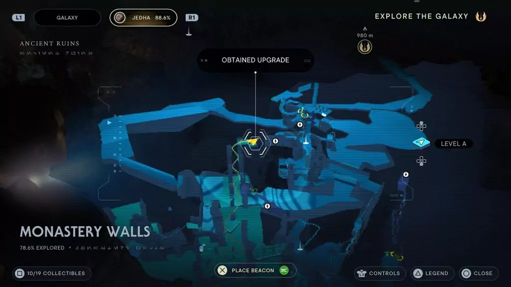 The location of an Essence Crystal in the Monastery Walls.