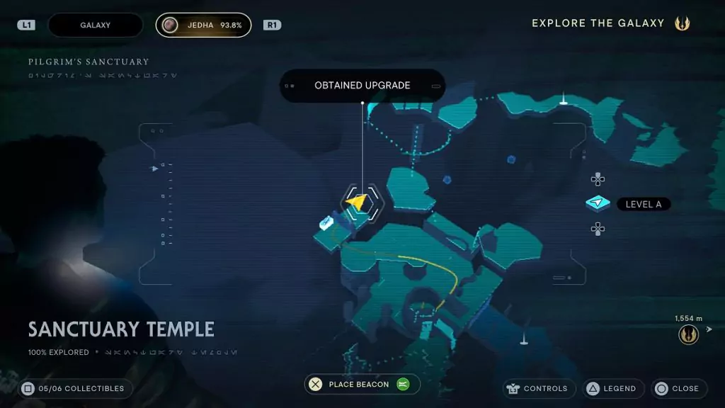 The location of an Essence Crystal in the Sanctuary Temple.