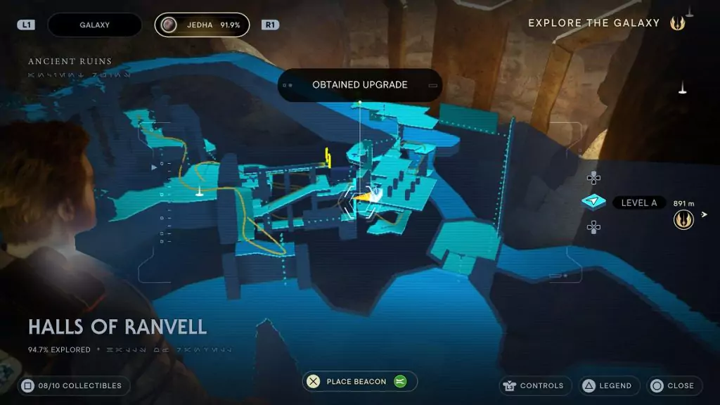 The location of an Essence Crystal in the Halls of Ranvell.