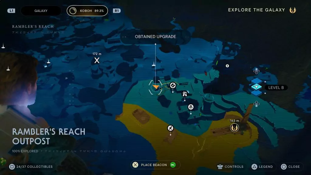 The location of an Essence Crystal in Rambler's Reach Outpost.