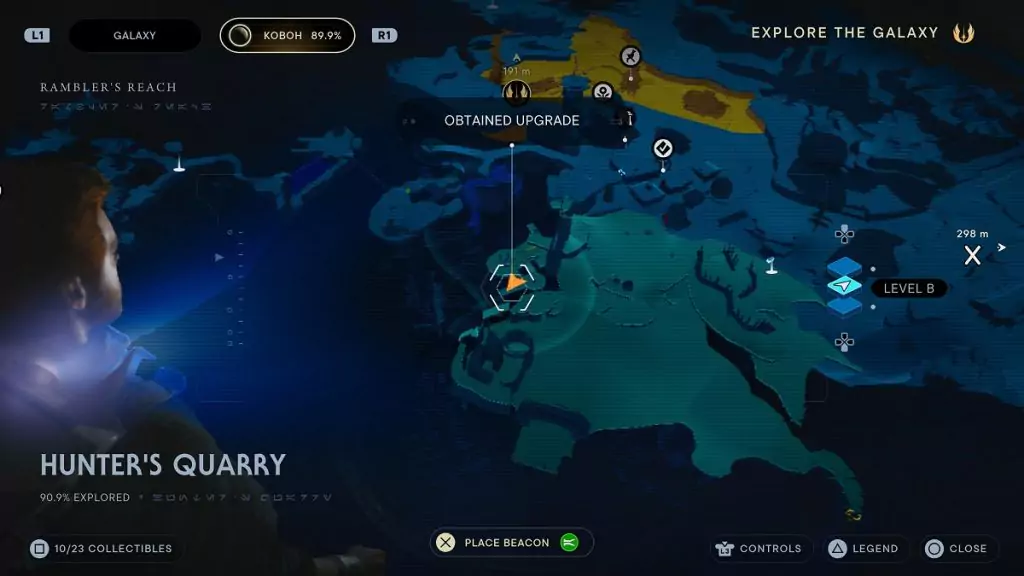 The location of an Essence Crystal in Hunter's Quarry.