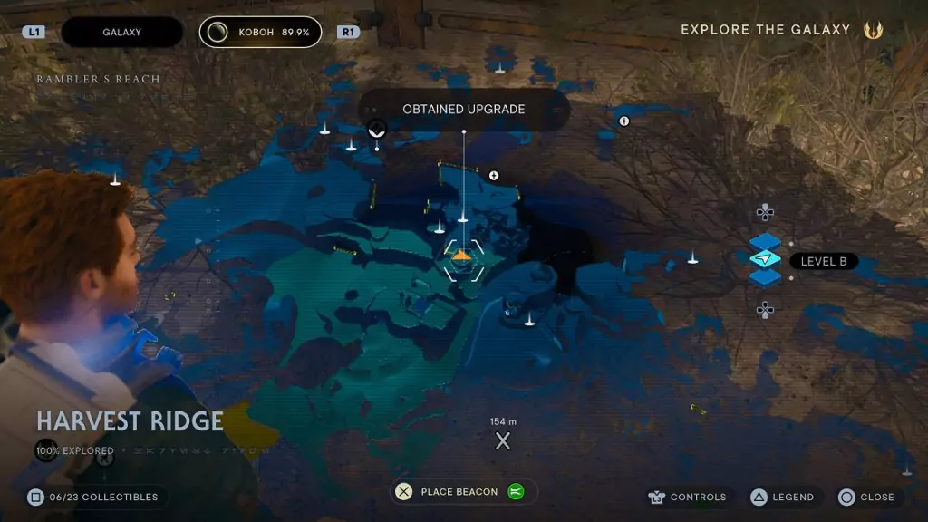 The location of an Essence Crystal in Harvest Ridge.