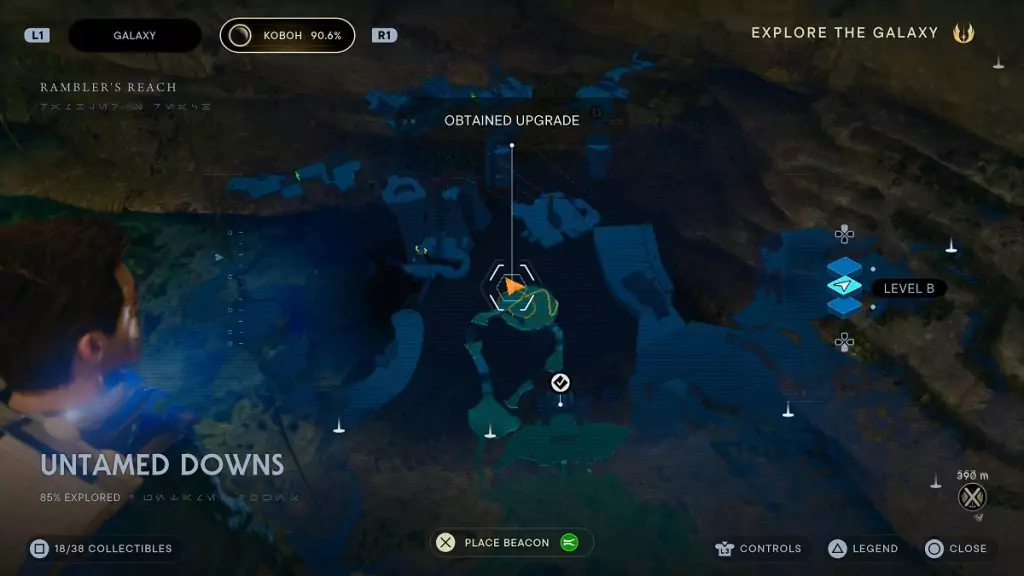 The location of an Essence Crystal in Untamed Downs.