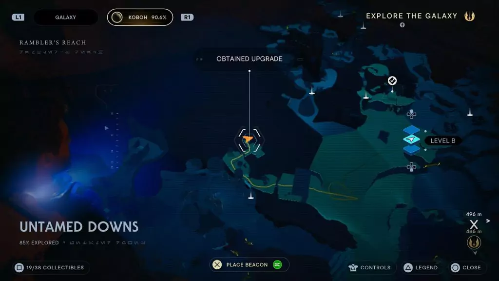 The location of an Essence Crystal in Untamed Downs.