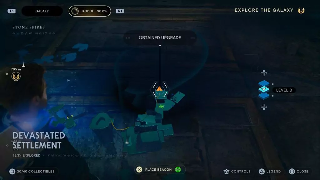 The location of an Essence Crystal in Devastated Settlement.