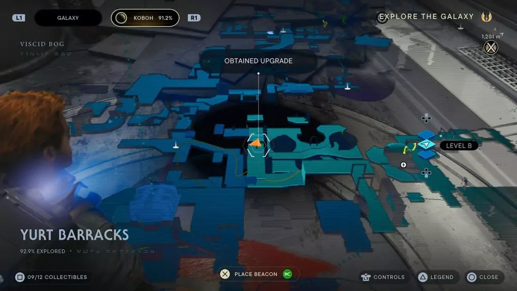 The location of an Essence Crystal in Yurt Barracks.