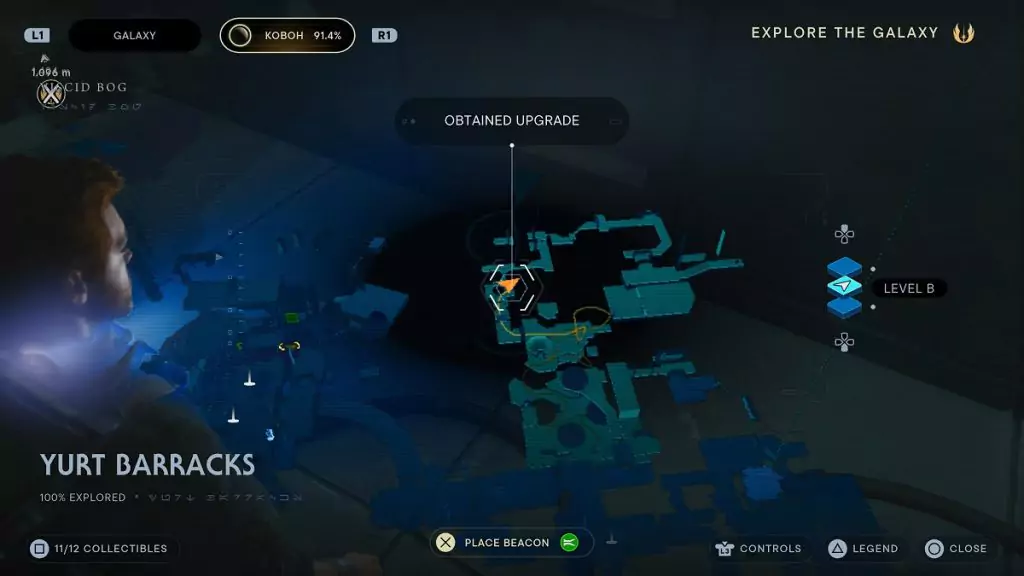 The location of an Essence Crystal in Yurt Barracks.