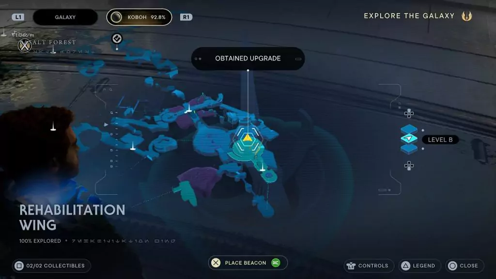 The location of an Essence Crystal in Rehabilitation Wing.