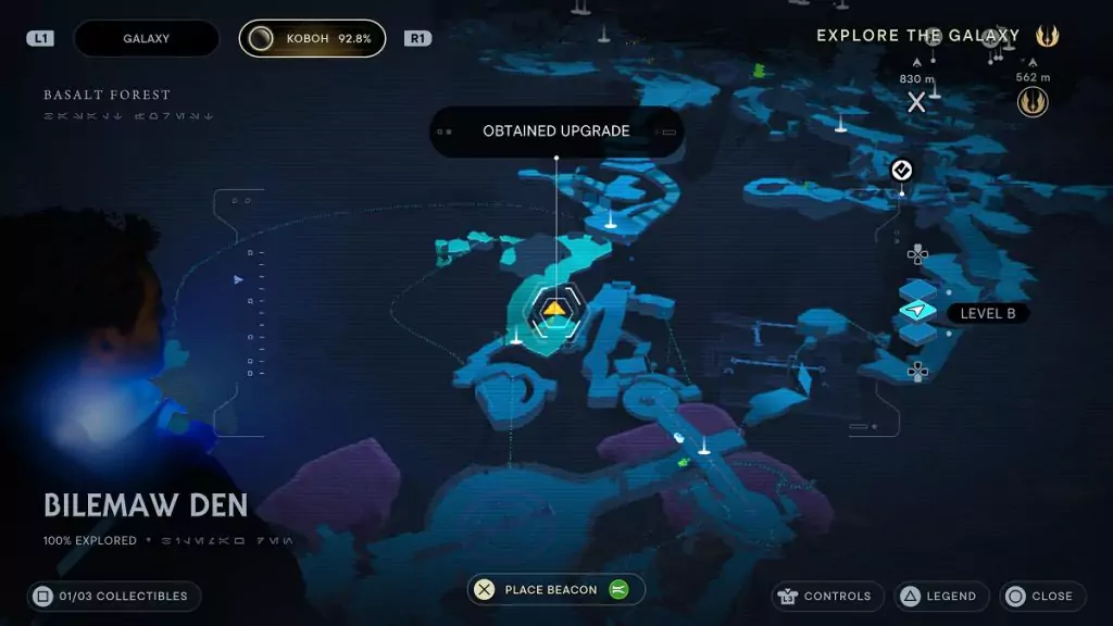 The location of an Essence Crystal in Bilemaw Den.