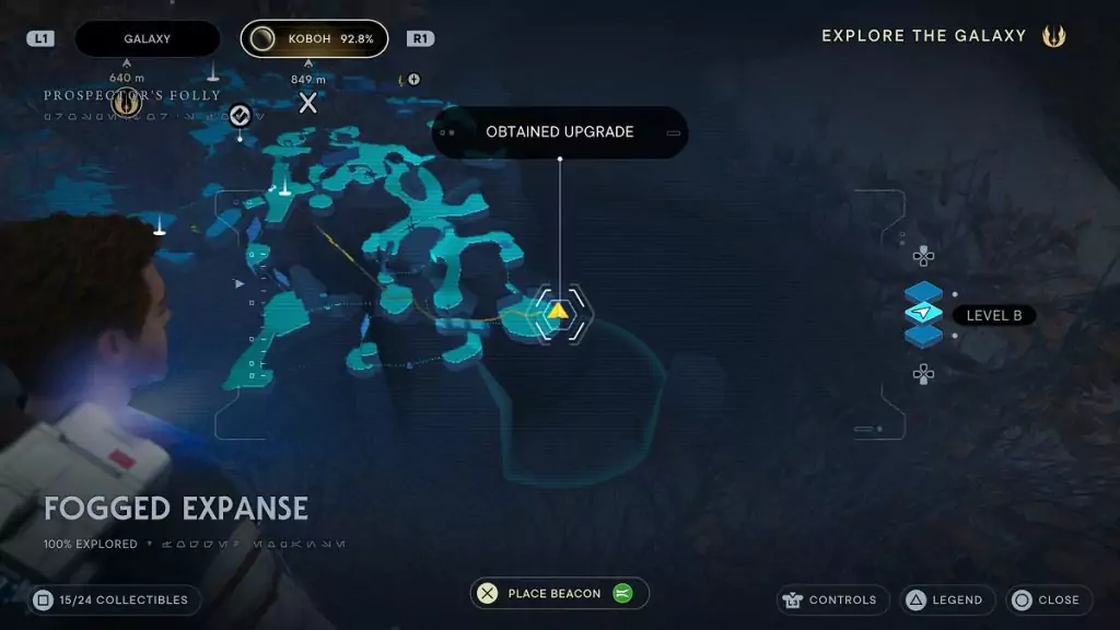 The location of an Essence Crystal in Fogged Expanse.