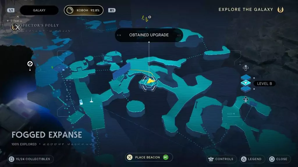 The location of an Essence Crystal in Fogged Expanse.