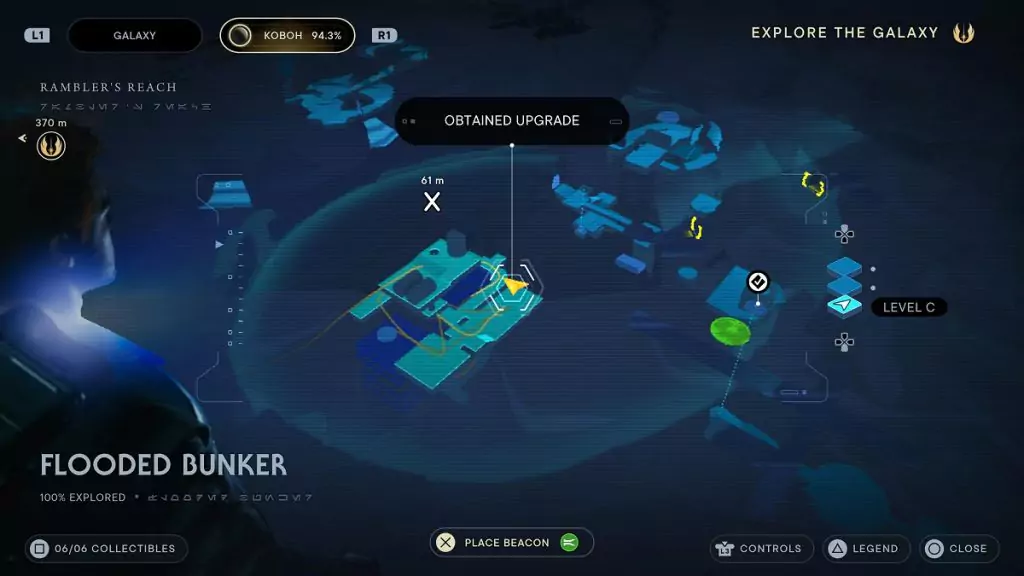 The location of an Essence Crystal in the Flooded Bunker.