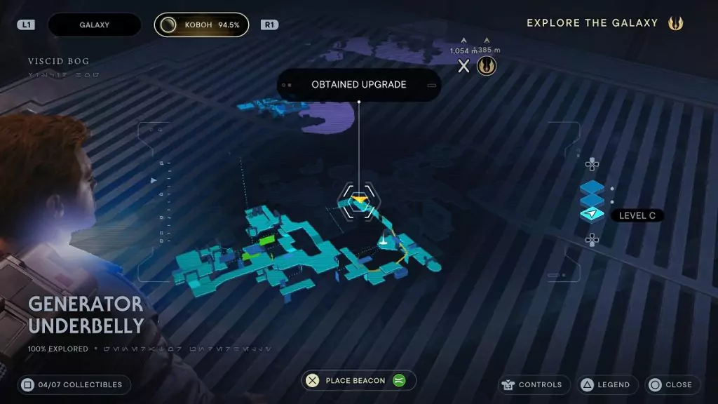 The location of an Essence Crystal in the Generator Underbelly.