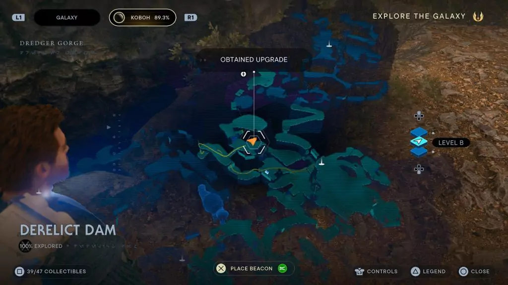 The location of an Essence Crystal in the Derelict Dam.