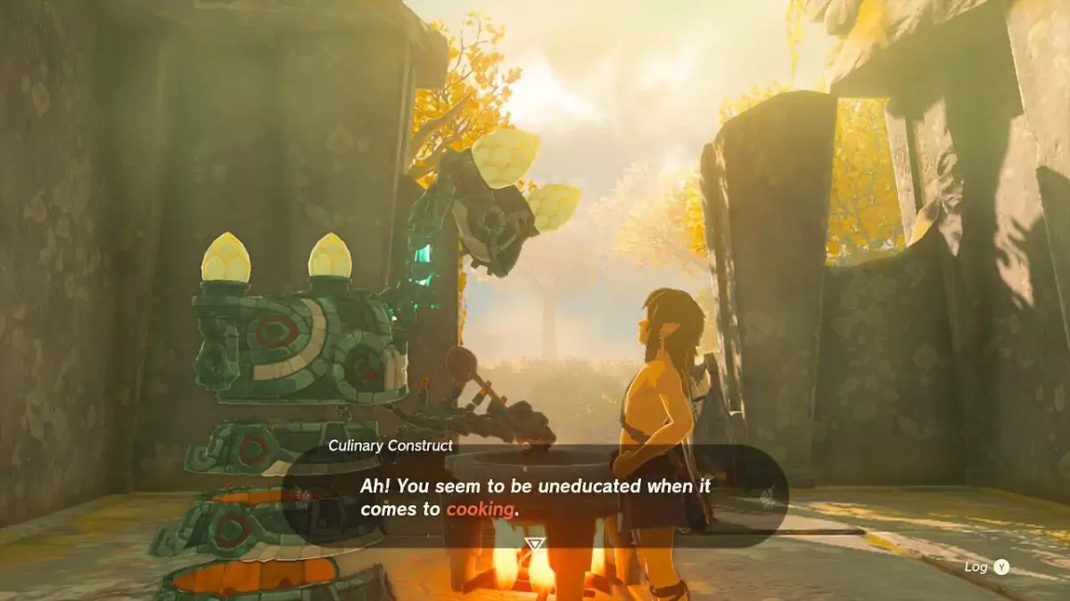 Learning how to cook in Zelda Tears of the Kingdom.