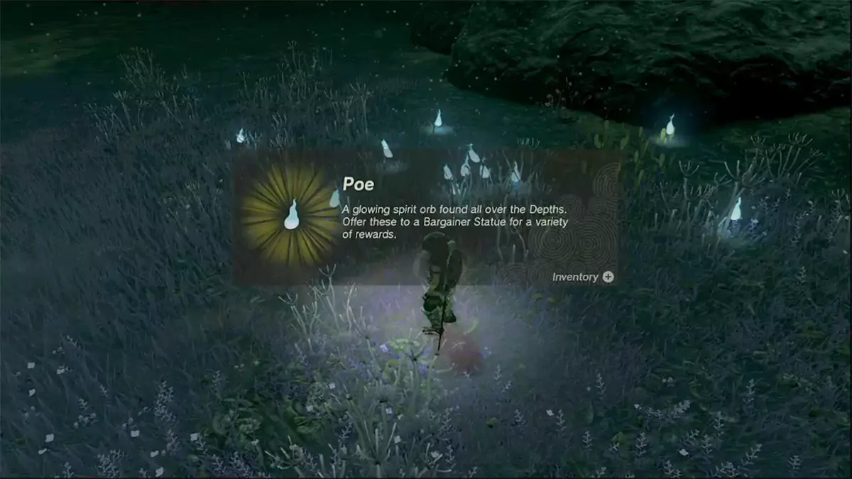 Link finding Poes in the Depths in The Legend of Zelda: Tears of the Kingdom.