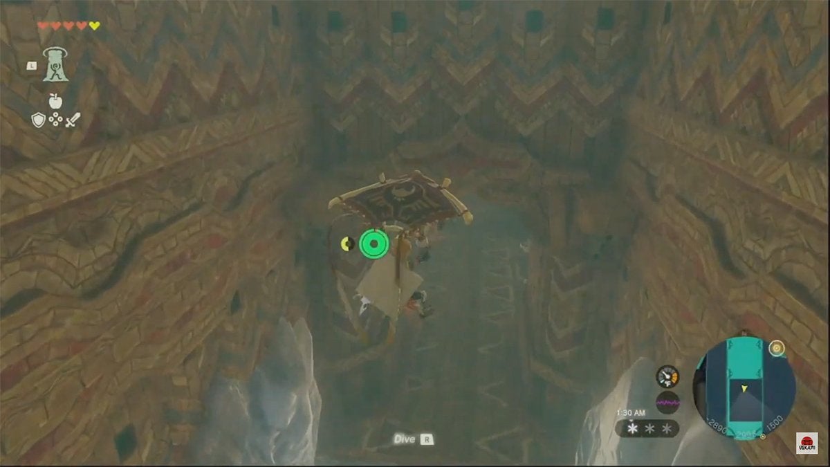 Link gliding through a hallway with no floor.