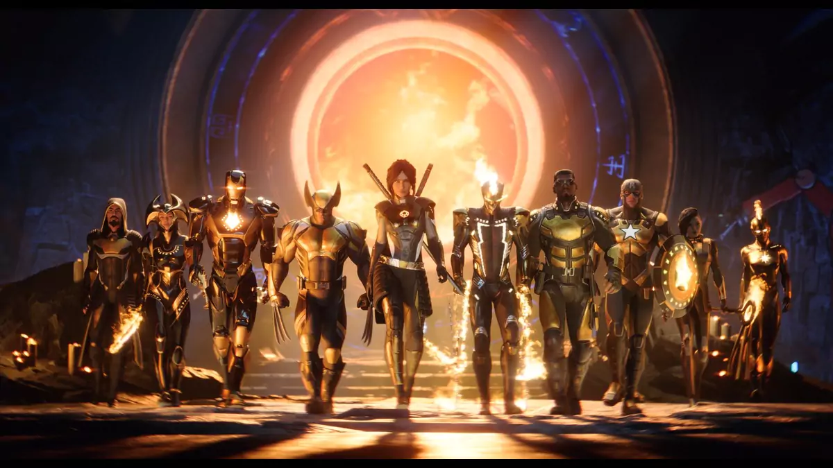 A shot of all main characters from Marvel's Midnight Suns.