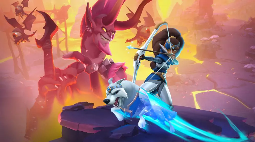 Promotional art featuring an archer and her enemy from HEROish.