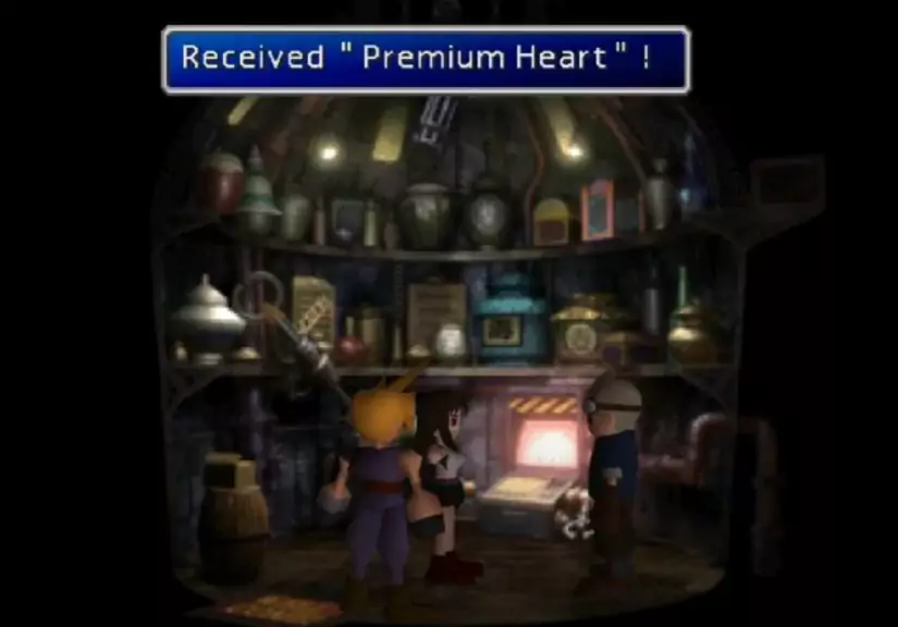 Tifa receiving her ultimate weapon in Final Fantasy VII.