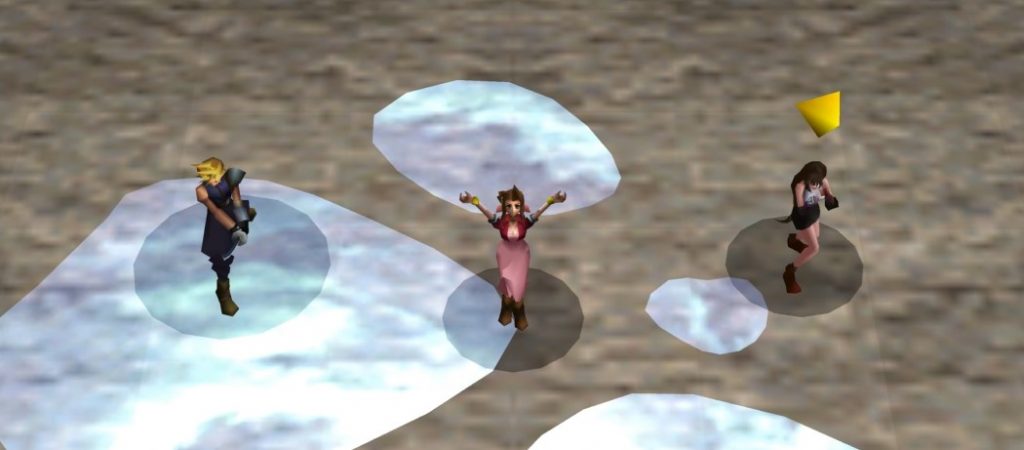 Aerith praying during her final Limit Break in Final Fantasy VII.