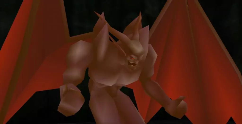 Vincent transforming into Chaos during his final limit break in Final Fantasy VII.